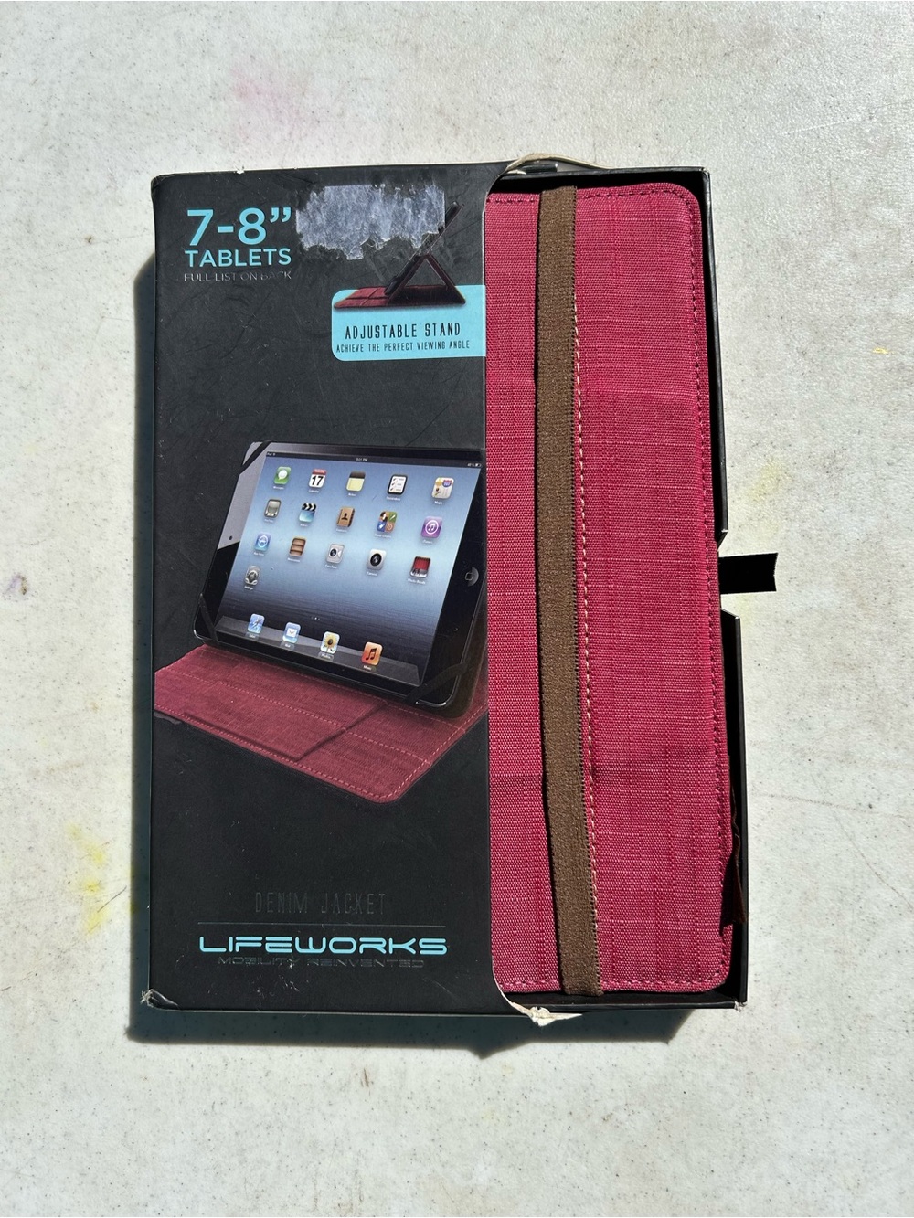 Lifeworks 7-8" Tablet Folio Case in Pink with Brown interior Trim